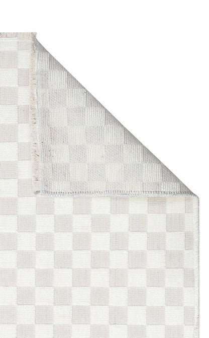 Ada 02 Krem - Yıkanabilir Kaymaz Hav Yapmaz Modern Düz Dokuma Kilim