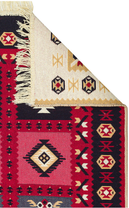 Arya AR 28 Kırmızı - Yıkanabilir Çift Taraflı Modern Dokuma Kilim