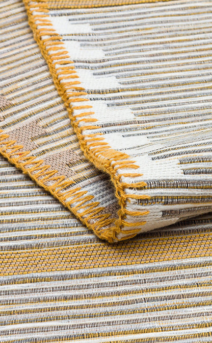 ARC 01 WHITE YELLOW  - ARYA CRAFT - Hav Toz Vermez Yıkanabilir Modern Desenli Dokuma Kilim