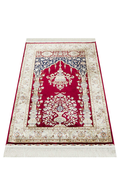 Isfahan Seccade ISF SCD 01 Kırmızı - Viskon Klasik Desenli Seccade Sık Dokuma Seccade