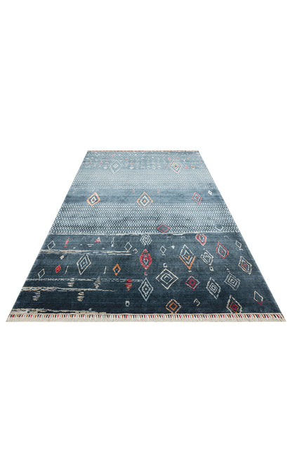 ZR 15 NAVY MULTY  - Otantik Desenli El Emeği ile Özel Tezgahlarda Üretilen Modern Uşak Halısı