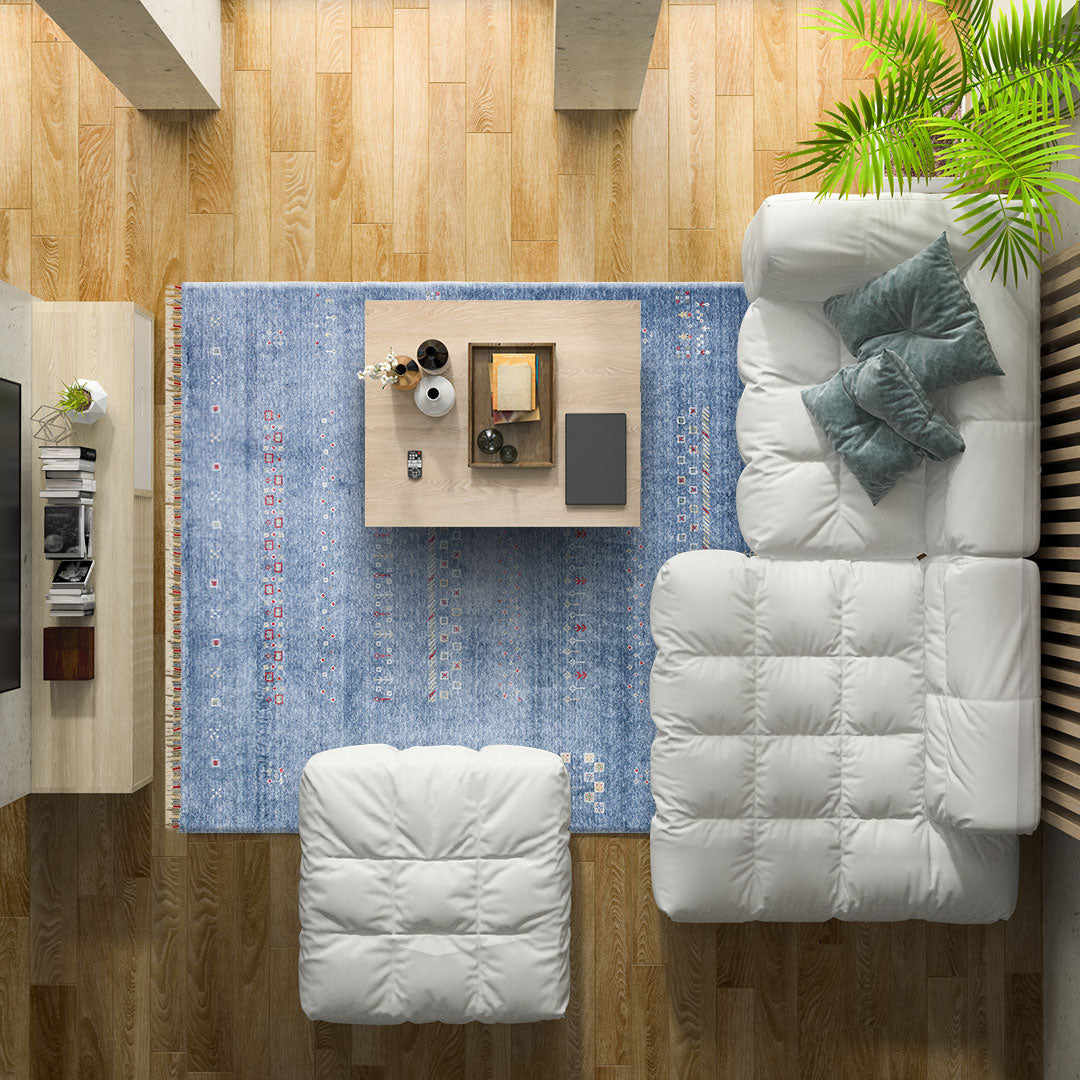 ZR 06 BLUE  - Otantik Desenli El Emeği ile Üretilen Modern Uşak Halısı
