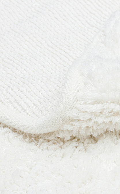 Cotton Boon CBN Plain Beyaz Yuvarlak Q120 - Yıkanabilir Kaymaz Naturel Pamuk Bebek Halısı