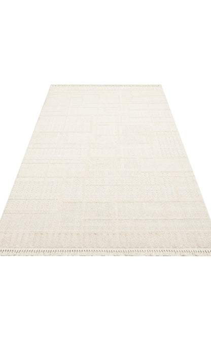 JOY 03 WHITE  - JOY - Hav Toz Vermeyen Yumuşak dokulu Modern Makine Halısı