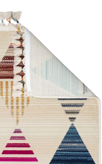 PRM 01 MULTY  - PETRA BOHEM - Hav Toz Vermez Etnik ve Modern Desenli Renkli Makine Halısı
