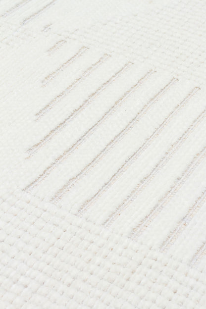 Ada 01 Krem - Yıkanabilir Kaymaz Hav Yapmaz Modern Düz Dokuma Kilim