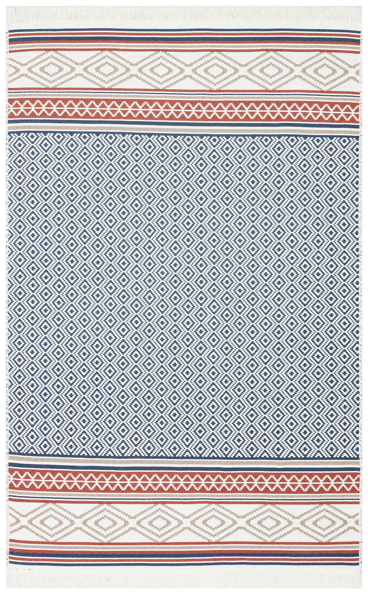 Arya AR 26 Lacivert Bej  - Yıkanabilir Çift Taraflı Modern Dokuma Kilim