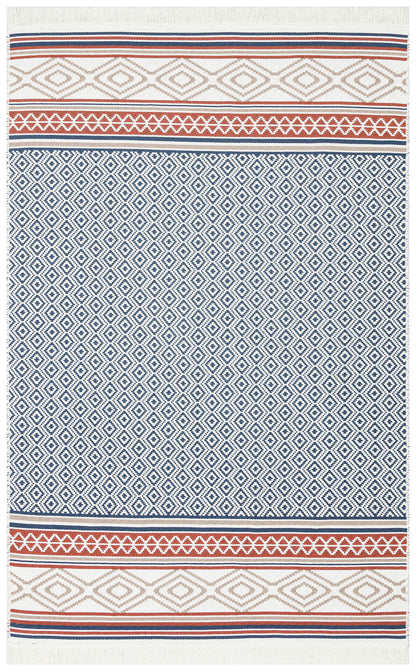 Arya AR 26 Lacivert Bej  - Yıkanabilir Çift Taraflı Modern Dokuma Kilim