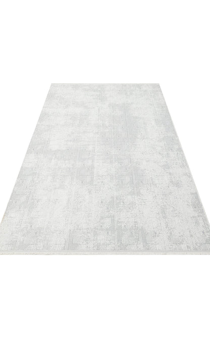 ST 109 CREAM GREY  - SATEEN - Yıkanabilir Kaymaz Tabanlı Hav Vermez Sık Dokuma Modern Halı