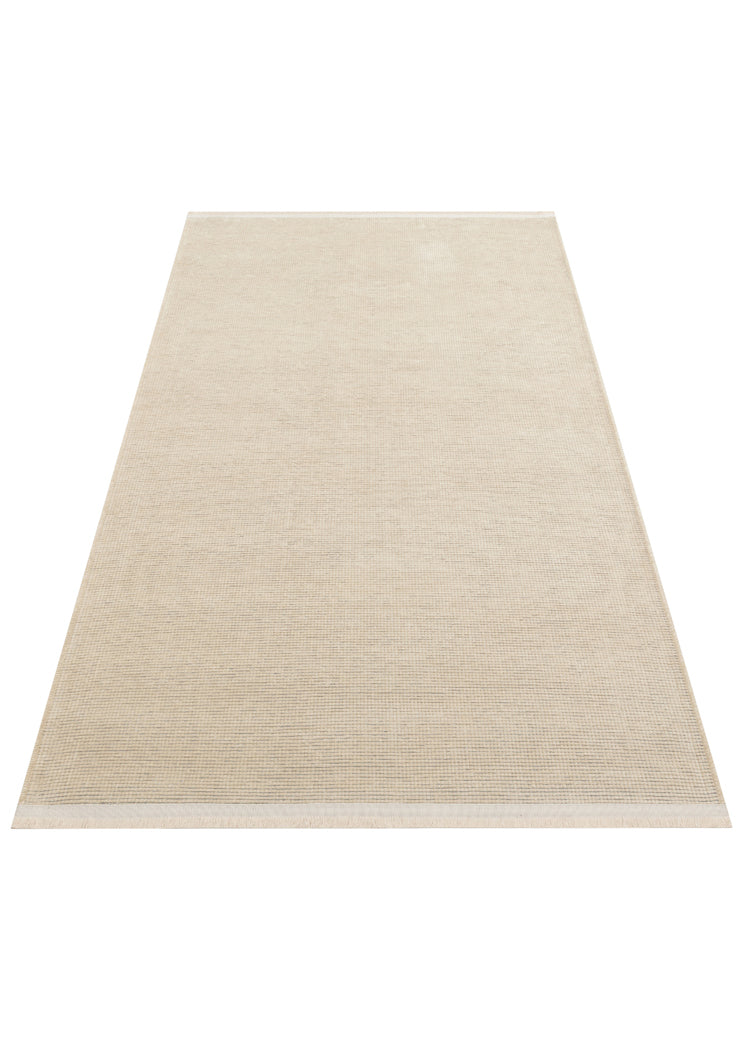Liza LIZ 01 Bej - Düz Pamuk Dokulu Kilim Kaymaz Tabanlı, Yıkanabilir, Modern Uzun Ömürlü Kilim