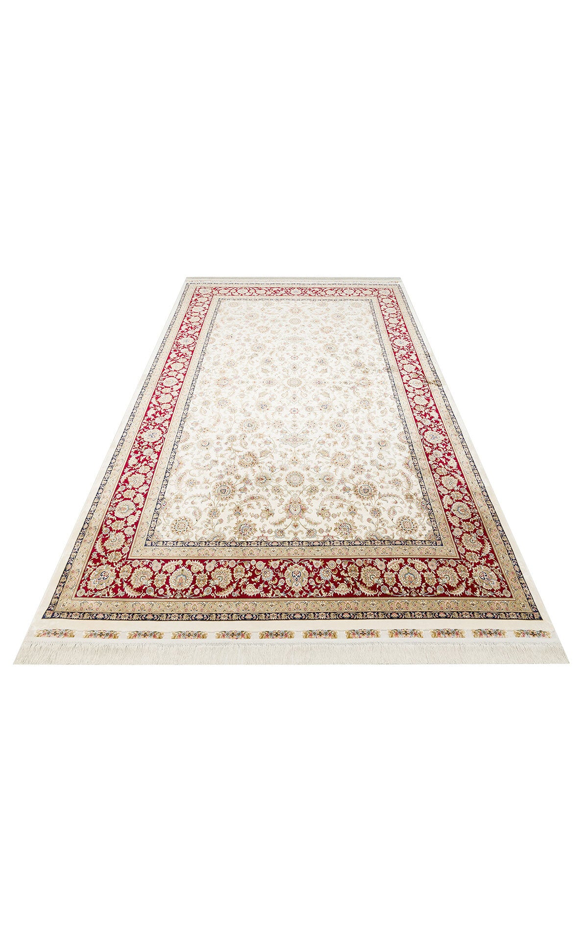 Isfahan Seccade ISF 03 Krem Kırmızı - Viskon Klasik Desenli Seccade Sık Dokuma Seccade