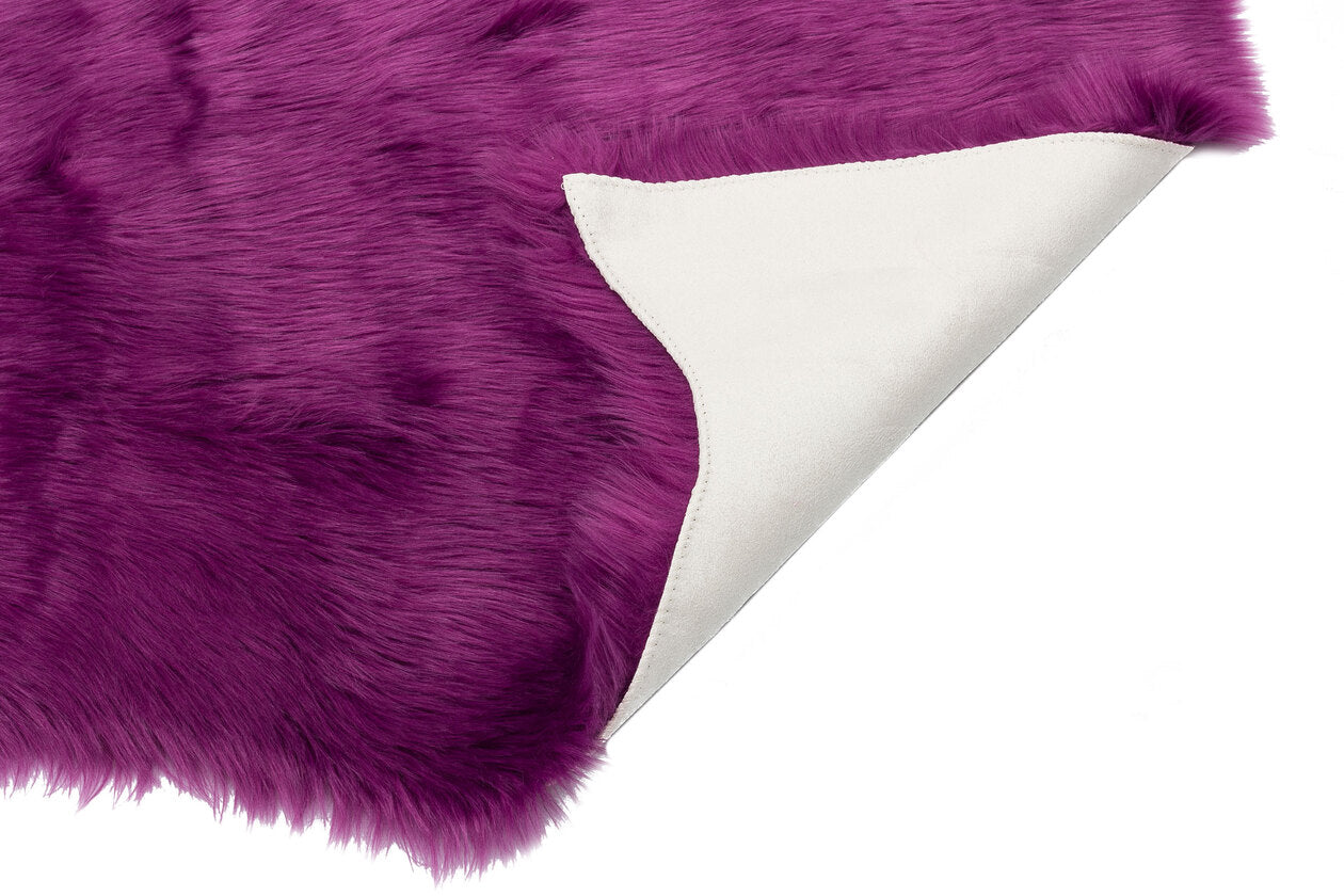 NEW DORTLU PURPLE  - NEW LOVELY - Yumuşak Dokulu Uzun Tüylü Yıkanabilir Kuzu Postu
