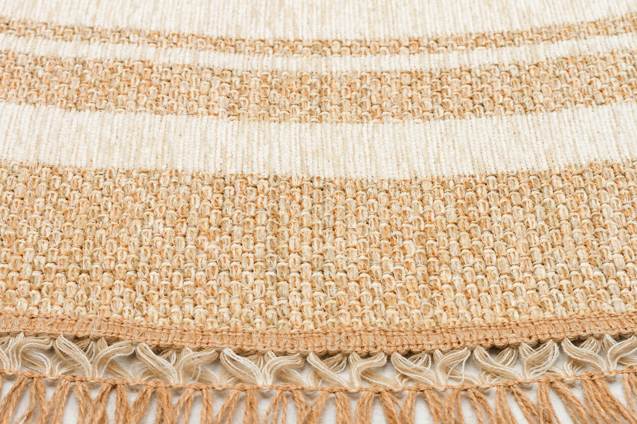 BRK 09 IVORY OV  - BROOKLYN - Hasır Görünümlü Kaymaz Renkli Dokuma Modern Kilim