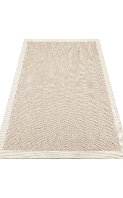 Mono MNO 02 Bej - Yıkanabilir Kaymaz Kilim Halı