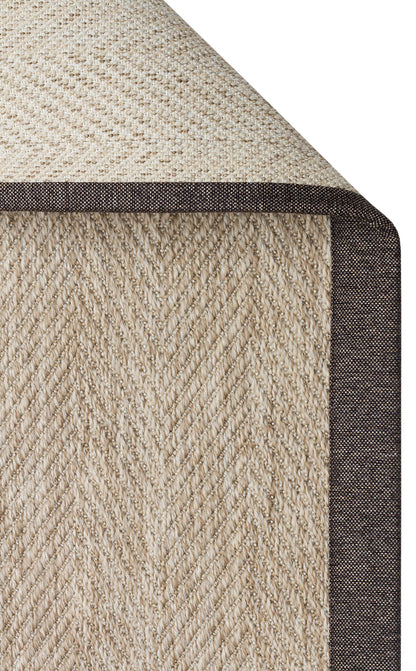  VENTURA SISAL VNT 2704 L.Bej BDR Dark Mix   İç ve Dış Mekan Kullanımına Uygun Hav Vermeyen Kolay Temizlenebilir Bordürlü Sisal Görünümlü Halı