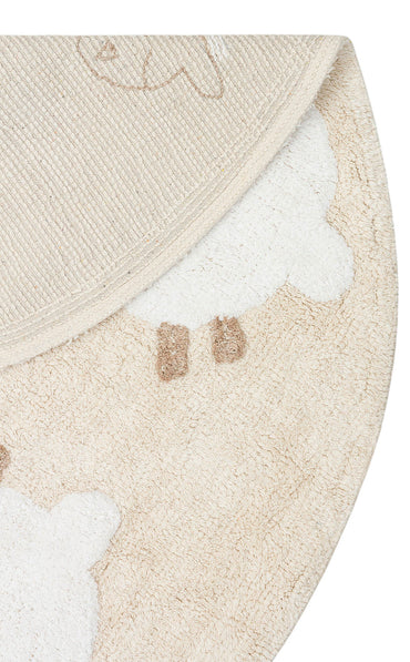 Cotton Boon XXW CBN 11 Çok Renkli Yuvarlak Q120 - Yıkanabilir Kaymaz Naturel Pamuk Bebek Halısı