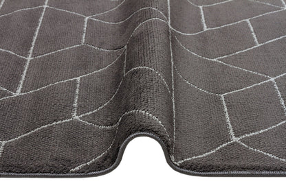 URB 03 BLACK GREY  - URBAN - Etnik Desenlere Sahip Hav Toz Vermez Yumuşak Dokulu Modern Halı