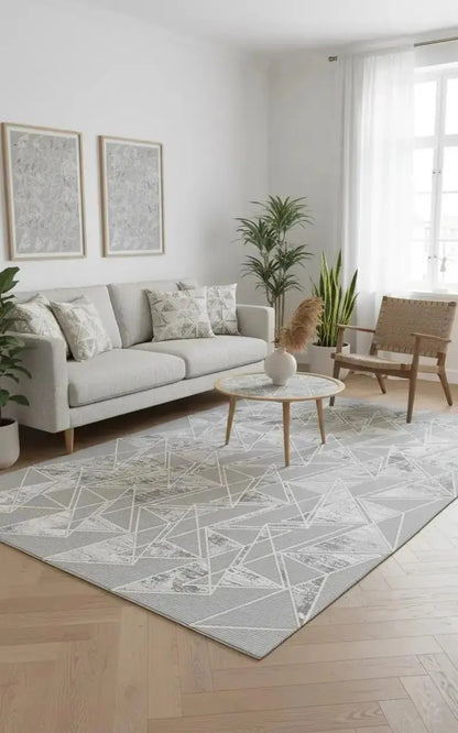 Lara 68918-095 Hav Toz Vermez Yumuşak Dokulu Etnik Desenlere Sahip Modern Halı