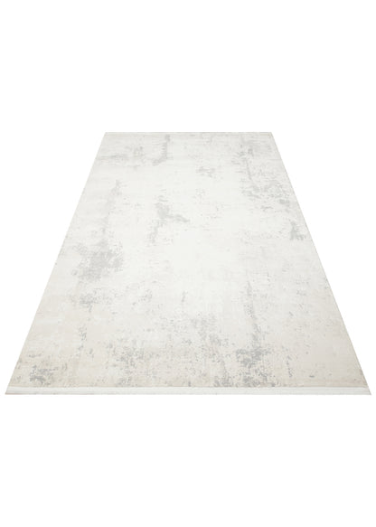 Lagos LGS 25 Krem Bej XW - Eskitme Desenli Modern Halı Hav Toz Vermez Saçaklı Makine Halısı