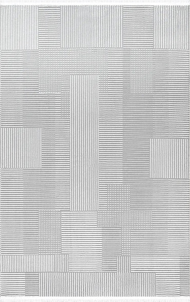 Lara 69718-95 Hav Toz Vermez Yumuşak Dokulu Etnik Desenlere Sahip Modern Halı