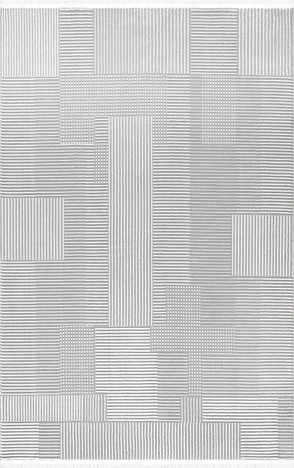 Lara 69718-95 Hav Toz Vermez Yumuşak Dokulu Etnik Desenlere Sahip Modern Halı