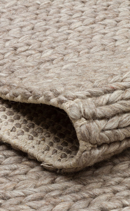 BASKETWEAVE BROWN  - JADE - Naturel Kazak Örgü Desenli El Dokuma Örgü Halı