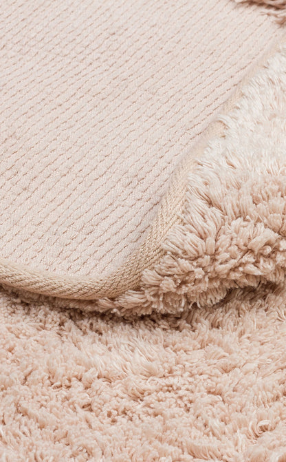 Cotton Boon CBN Plain Bej Yuvarlak Q120 - Yıkanabilir Kaymaz Naturel Pamuk Bebek Halısı