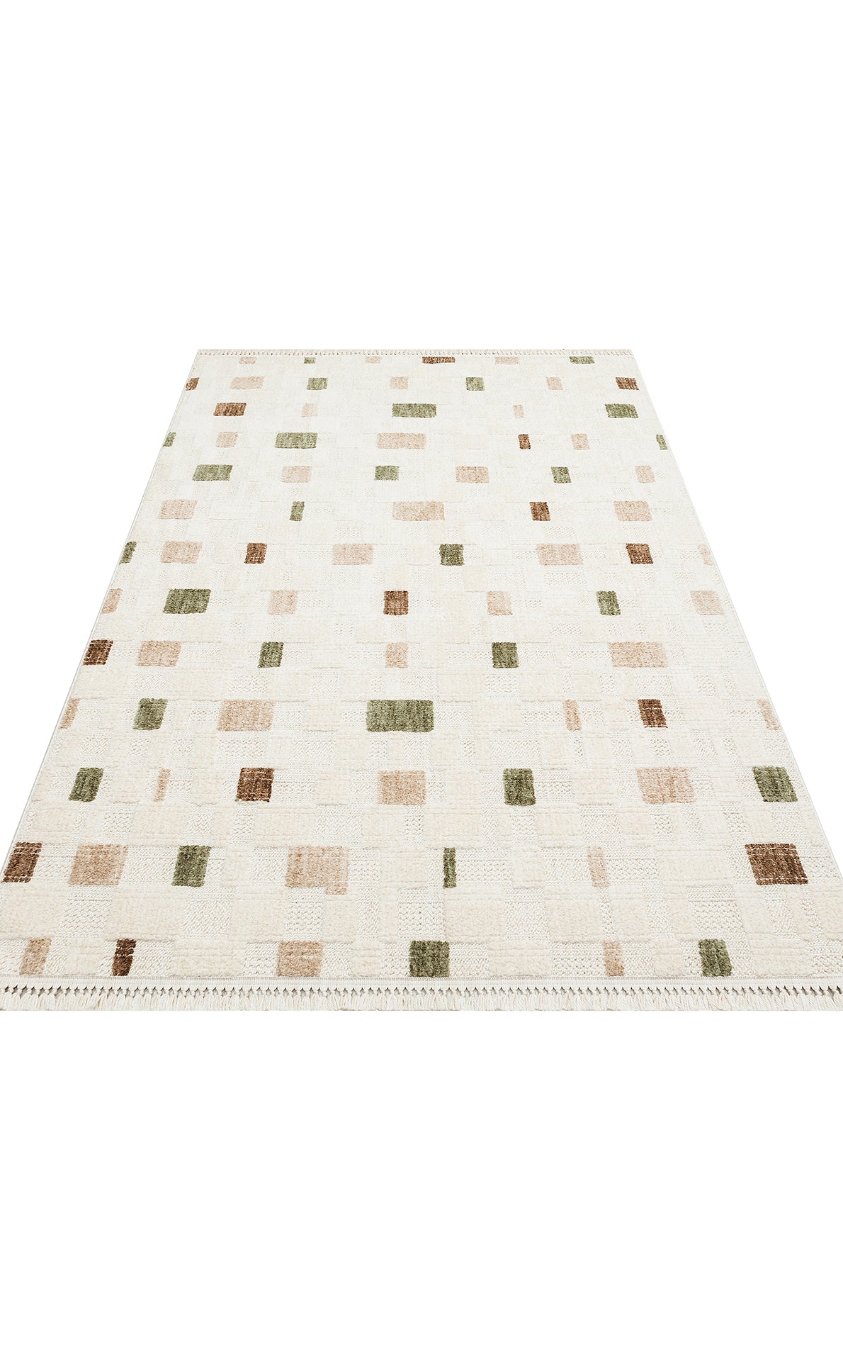 JOY 02 GREEN BEIGE  - JOY - Hav Toz Vermeyen Yumuşak dokulu Modern Makine Halısı