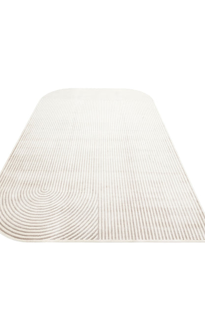 MRN 03 CREAM GREY  - MERANO - Geometrik Desenli Yüksek Kalite Sık Dokuma Salon Halısı