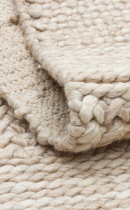J352 BEIGE  - JADE - Naturel Kazak Örgü Desenli El Dokuma Örgü Halı