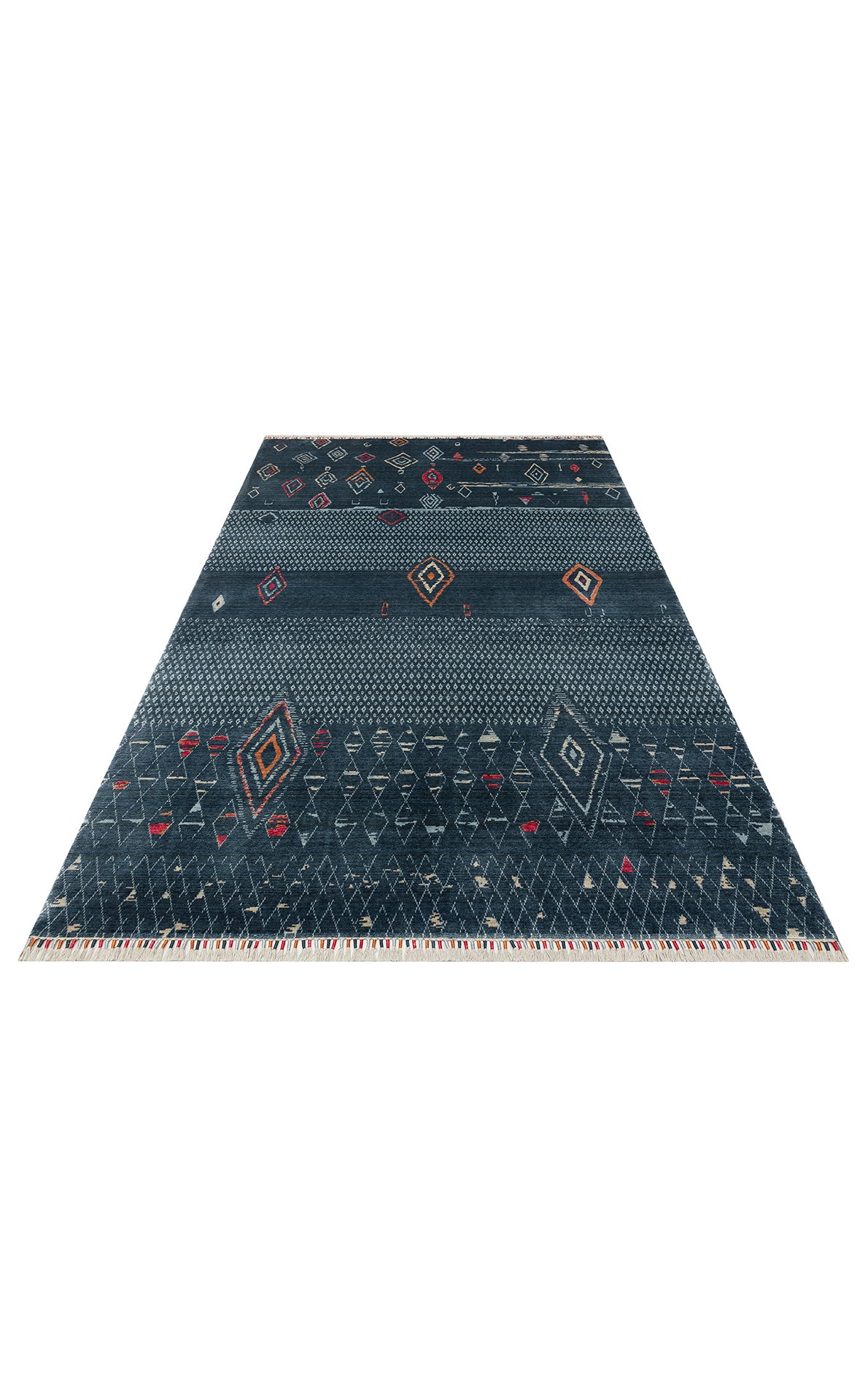 ZR 15 NAVY MULTY  - Otantik Desenli El Emeği ile Özel Tezgahlarda Üretilen Modern Uşak Halısı