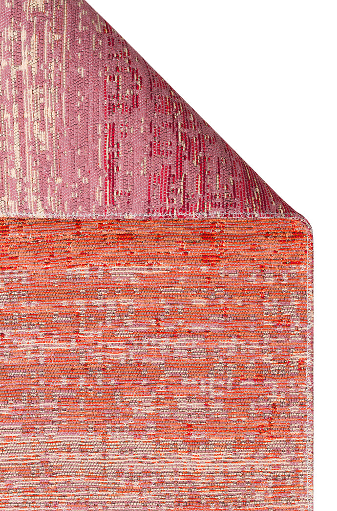 Kutnu Kilim KTN 01 Pembe Ombre Renk Geçişli Çift Taraflı Yıkanabilir Hav Vermez Salon Mutfak Kilimi