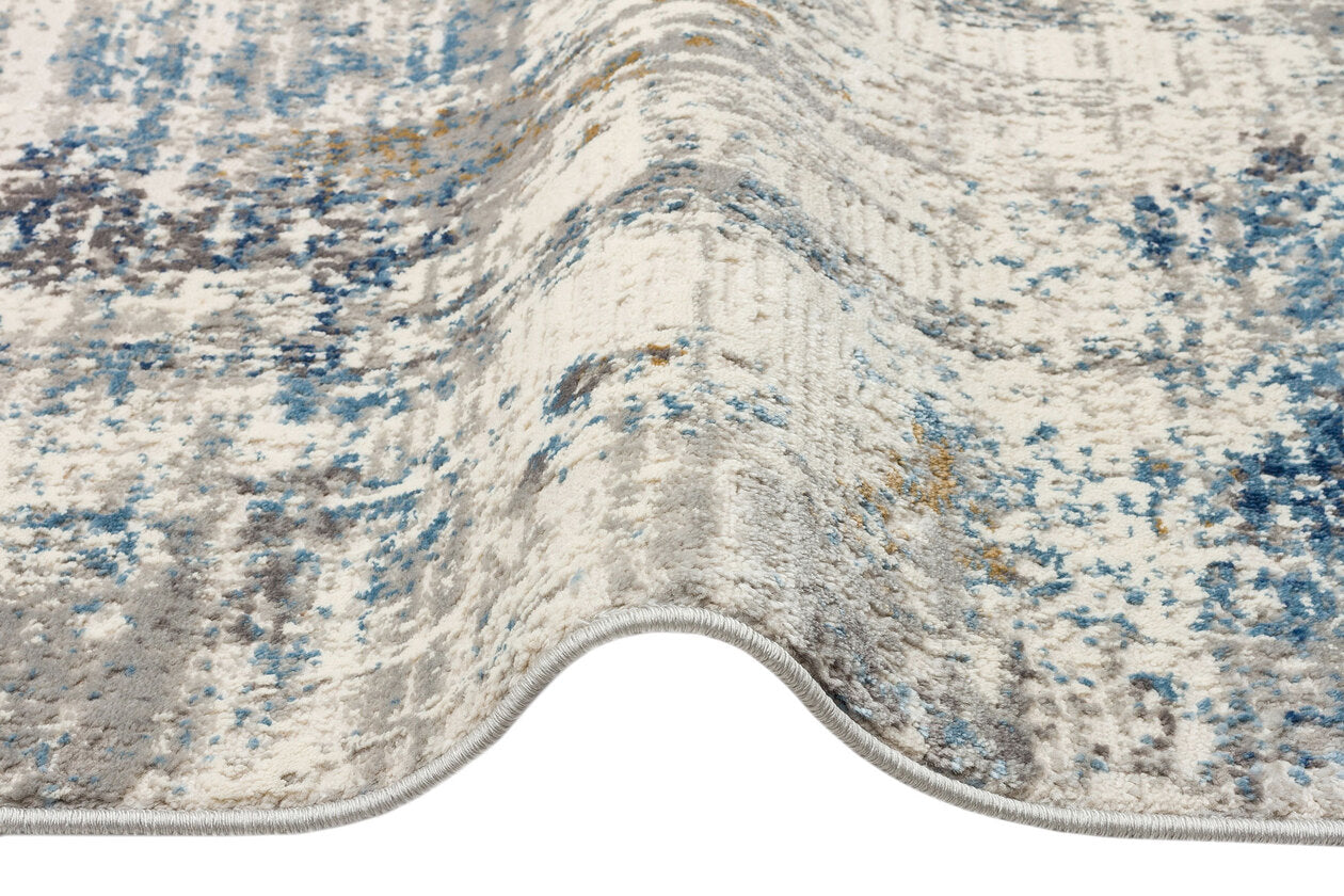 LGS 09 CREAM BLUE  - LAGOS - Hav Toz Vermez Eskitme Desenli Modern Makine Halısı