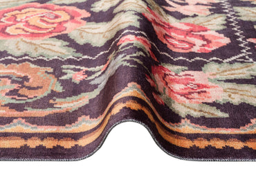 Antıque ATK 02 Siyah - Yıkanabilir Kaymaz Antik Desenli Otantik Kilim