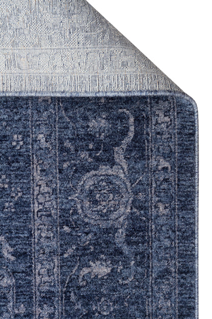 Shiraz SHR 03 Navy - Vintage Eskitme Desenli Yumuşak Dokulu Modern Makine Halısı