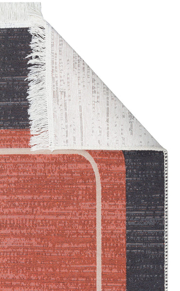 AR 36 BLACK TERRA  - ARYA - Yıkanabilir Çift Taraflı Modern Desenli Dokuma Kilim