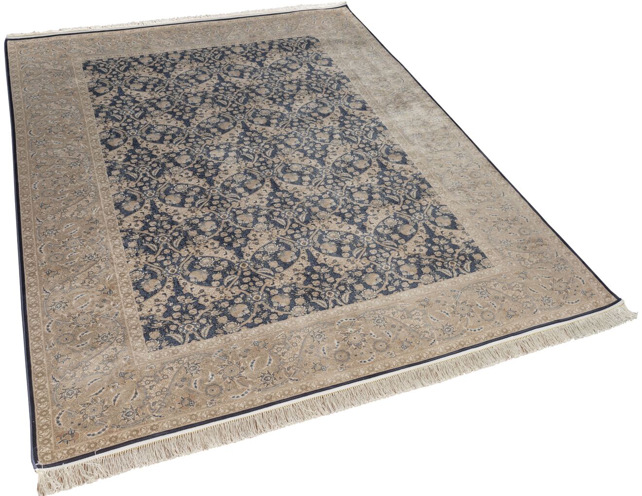 Vendome Palace 5461 Lacivert Krem - Viskon Bambu Halı | Dokuma Salon Halısı