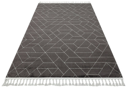 URB 03 BLACK GREY  - URBAN - Etnik Desenlere Sahip Hav Toz Vermez Yumuşak Dokulu Modern Halı