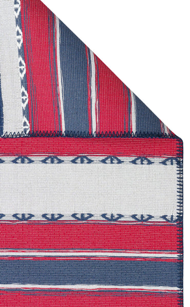 Arya Craft ARC 05 Kırmızı Lacivert  - Yıkanabilir Çift Taraflı Modern Dokuma Kilim