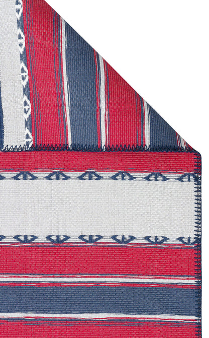 Arya Craft ARC 05 Kırmızı Lacivert  - Yıkanabilir Çift Taraflı Modern Dokuma Kilim