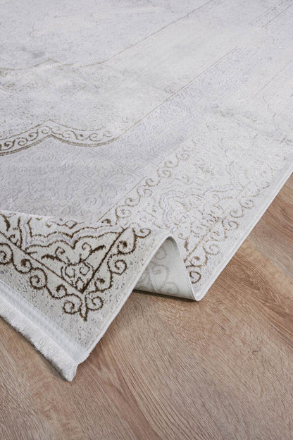 Riena 1122 Latte - Akrilik Polyester Halı | Kaymaz Tabanlı Dekoratif Halı