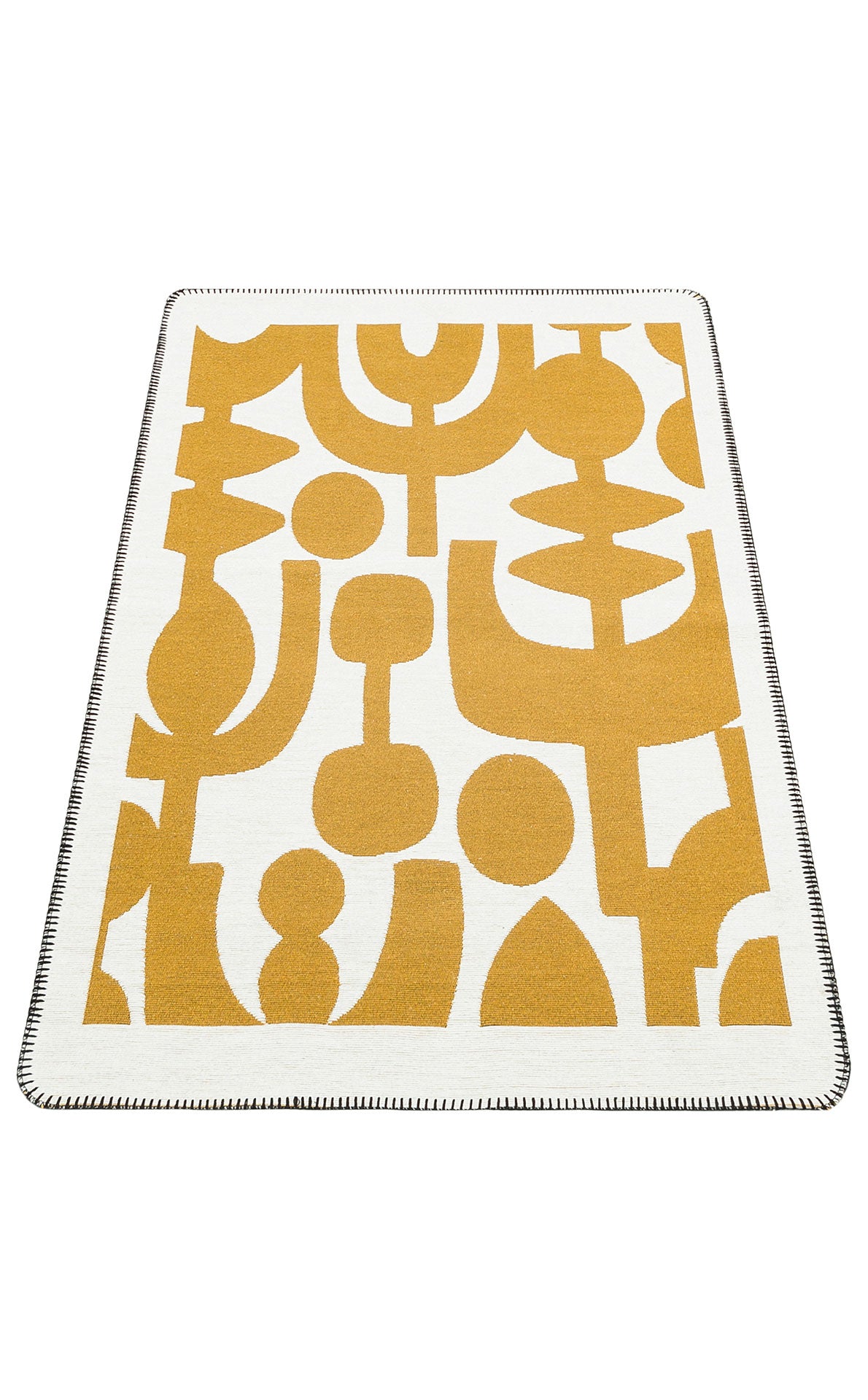 ARN 07 WHITE YELLOW  - ARYA NEO - Yıkanabilir Kaymaz Tabanlı Modern Pamuk Kilim