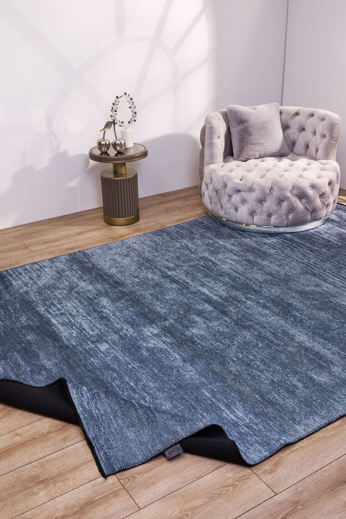 Hare Plus 8917 Mavi - Pamuk Şönil Dokuma Halı | Modern Salon Halısı