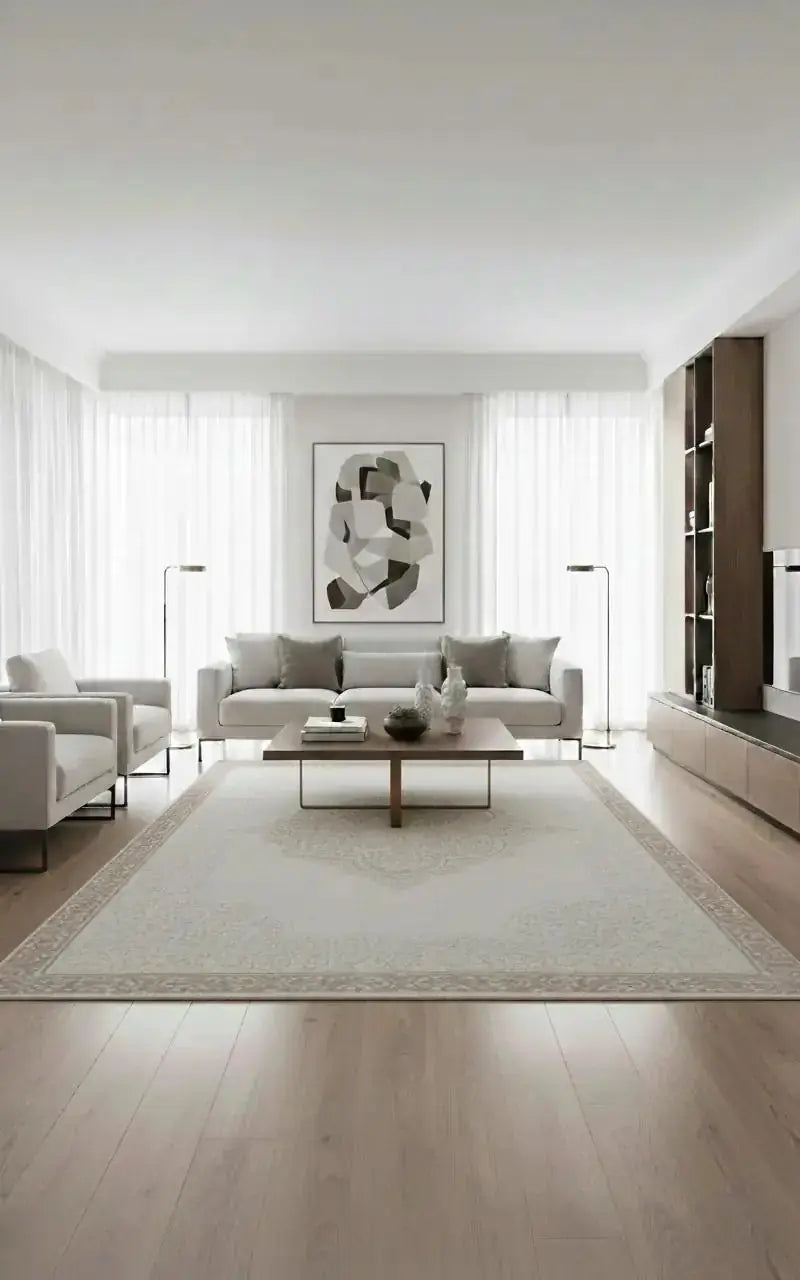 Arden 73395-70 Krem Modern Desenli Gri Akrilik Makine Halısı