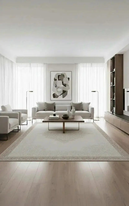 Arden 73395-70 Krem Modern Desenli Gri Akrilik Makine Halısı