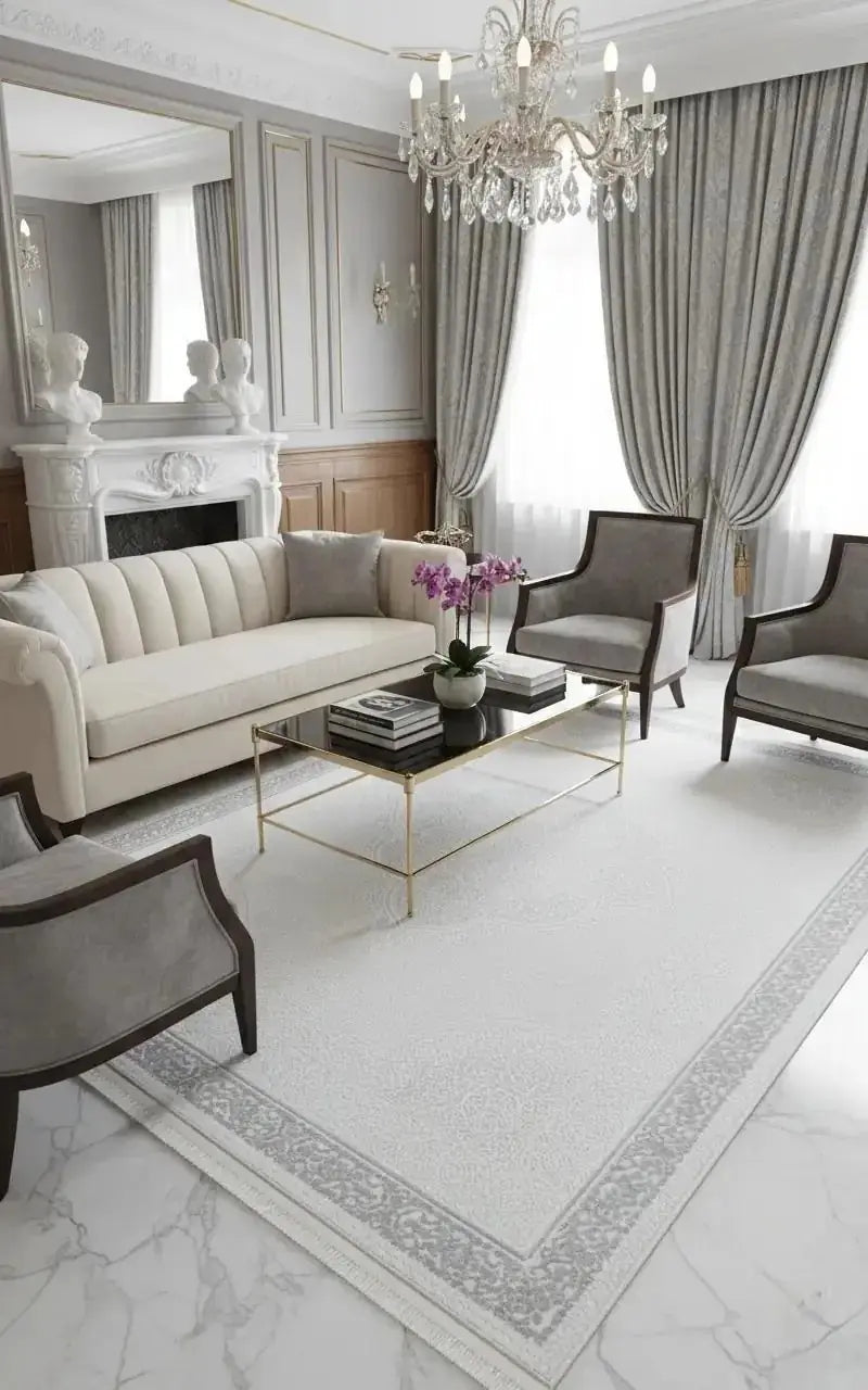 Arden 73395-97 Krem Modern Desenli Gri Akrilik Makine Halısı