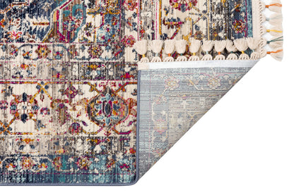 PR 05 MULTY  - PETRA - Hav Toz Vermez Etnik ve Modern Desenli Renkli Saçaklı Halı 