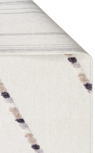 TRZ 04 WHITE BEIGE  - TERAZZO - Hav Toz Vermez Yumuşak Dokulu Etnik Örgü Desenlere Sahip Modern İskindinav Halı