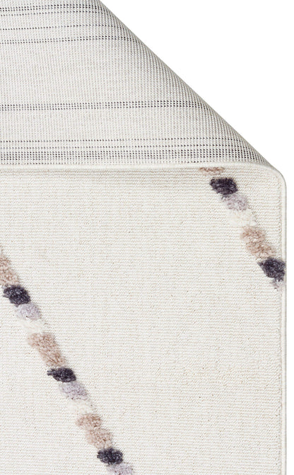 TRZ 04 WHITE BEIGE  - TERAZZO - Hav Toz Vermez Yumuşak Dokulu Etnik Örgü Desenlere Sahip Modern İskindinav Halı