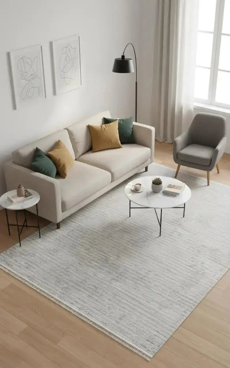Polo 74441-96 Akrilik Modern Krem Halı – Lazer Kesim, Saçaklı, Dokuma Taban
